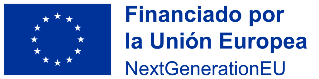 Logotipo de la Unión Europea con el texto "Financiado por la Unión Europea NextGenerationEU